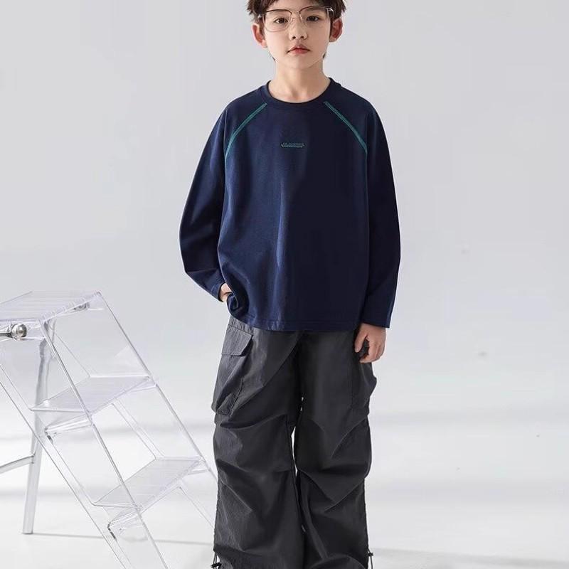 Boys' Long Sleeve T-Shirt: 2025 Spring & Autumn Style, Round Neck, Outdoor Trendy Top for Kids
