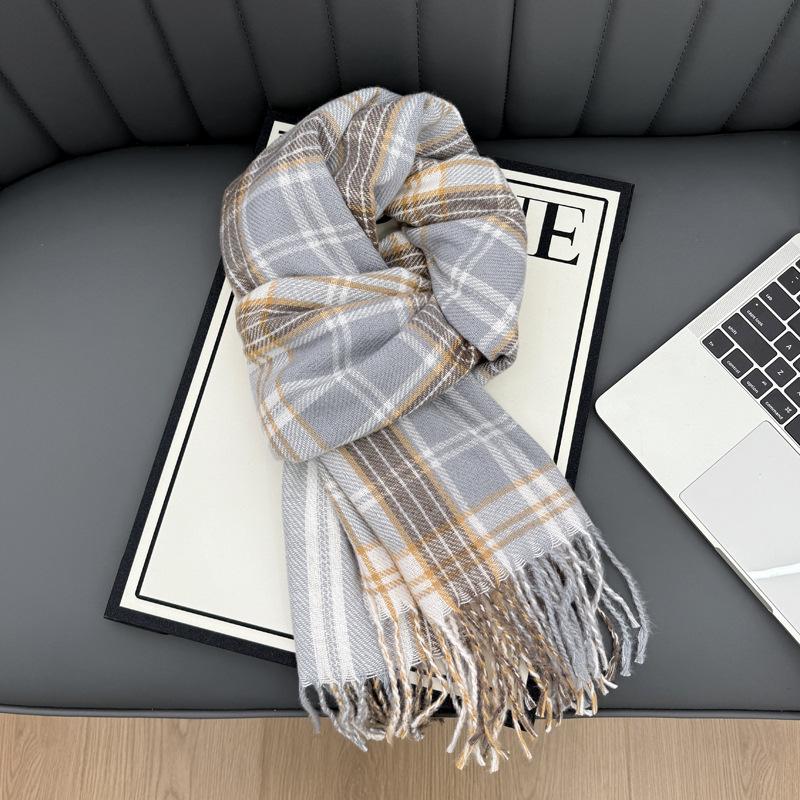 New Korean Atmosphere Premium Plaid Scarf Female Autumn and Winter Student Couple Warm Scarf Male