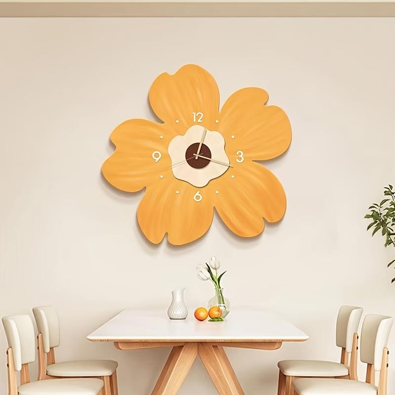 Flower Petal Design Wall Clock Silent Non Ticking Clock Creative Battery Powered Clock Home Living Room School Office Decor