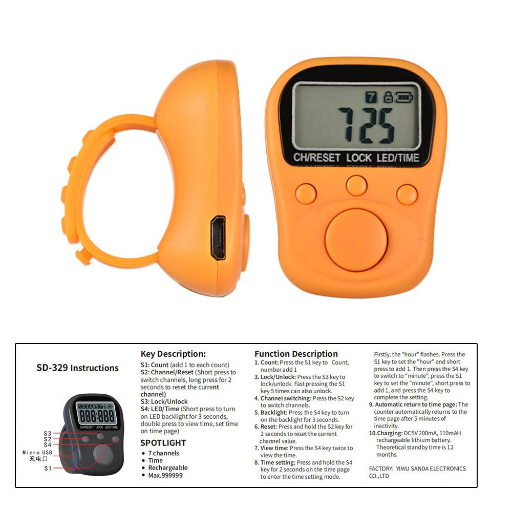 Electronic Digital Finger Ring Tally Counter Hand Held Knitting Weave Counter Mini Point Marker Counter LCD Screen Count Tools 1