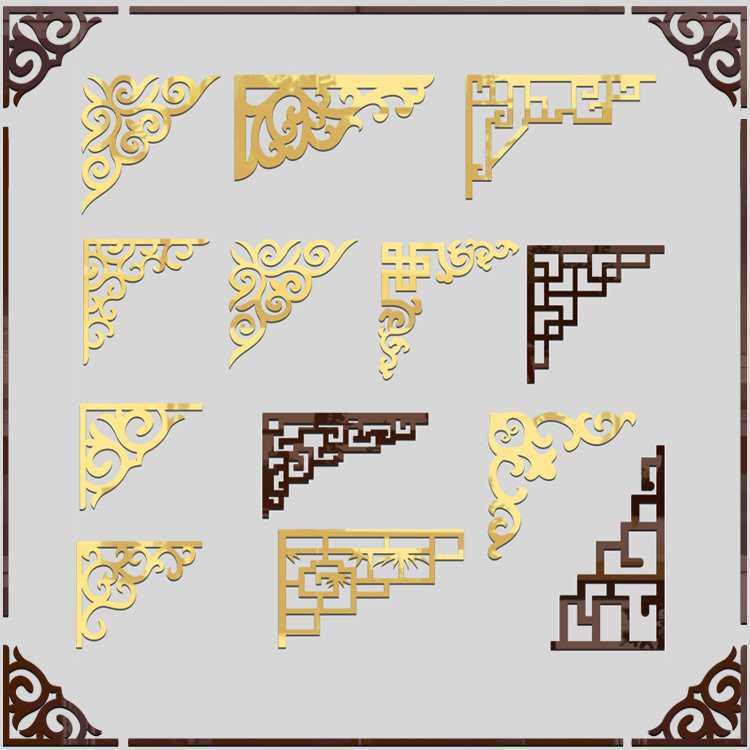 Chinese Diagonal Gold Border Ceiling TV Background Wall Frame Extra Small