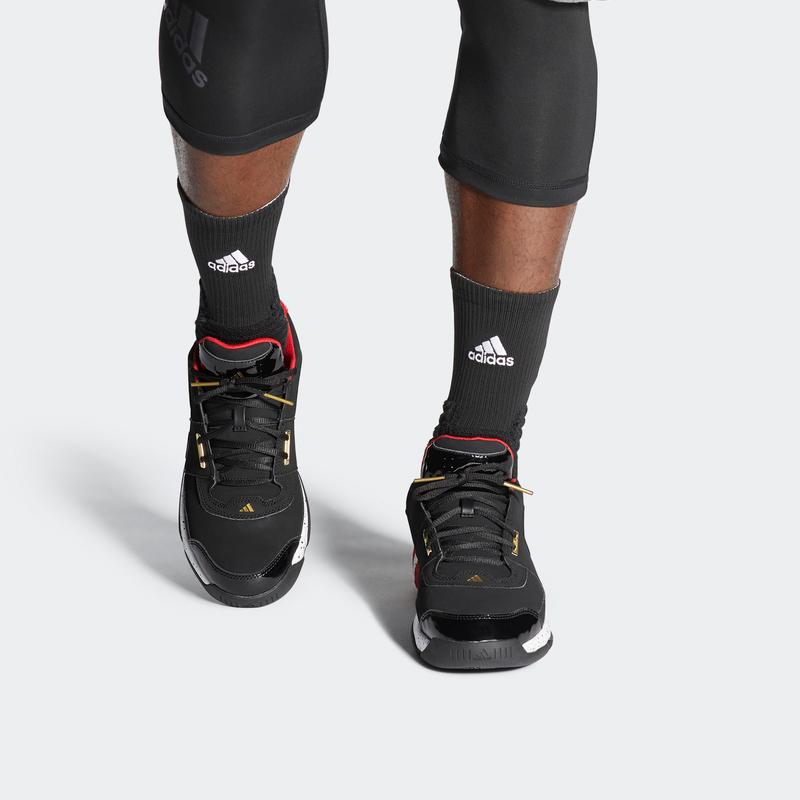 Adidas Regular Trendy Slip-Resistant Lightweight Low-Top Retro Basketball Shoes Men Sneakers Black Red EF9853