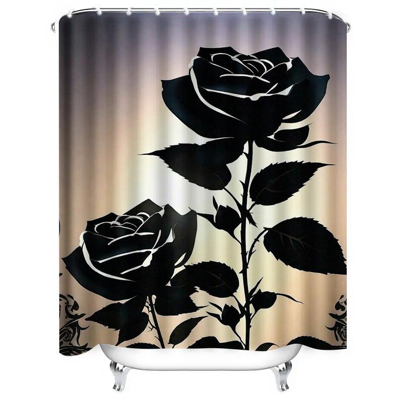 Monochrome Rose Shower Curtain - Elegant Black And White Floral Design For A Waterproof And Unique Bathroom Dcor Set