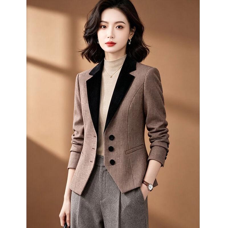 EST+II Women's Elegant Color-Block Lapel Blazer