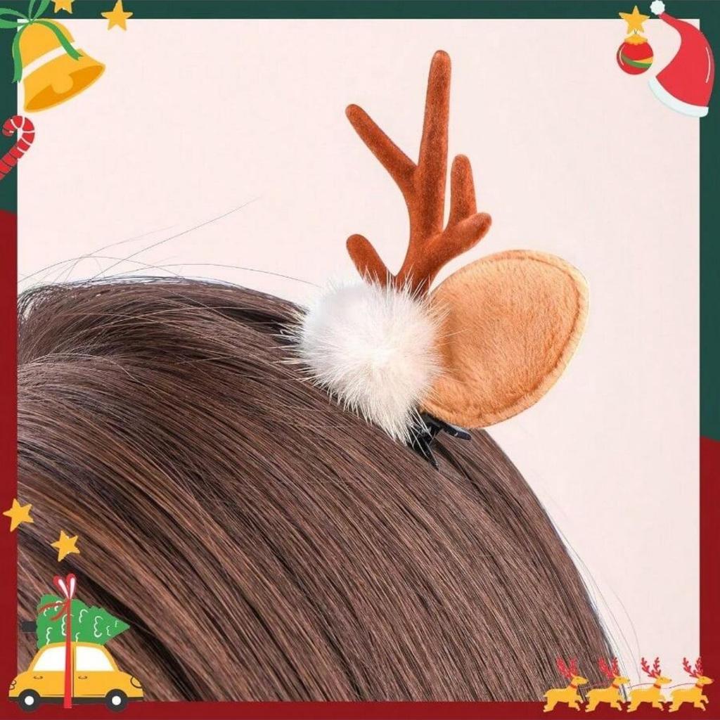 2 Stück Weihnachten Hirschgeweih Haarspange, Niedliches Elchgeweih Kopfschmuck, Feiertagsatmosphäre Haarschmuck, Mädchen Weihnachtsverkleidungsspange