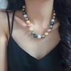 Vintage 14Mm Large Granular Colored Malachite Green Tahitian Gold Beads Australia White Beads Pearl Necklace Clavicle