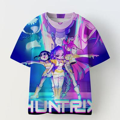 Koszulka Dziecięca z Nadrukiem 3D Kpop Demon Hunter Koszulka Dziecięca z Krótkim Rękawem Casualowa Moda Lato Odzież Anime Damska