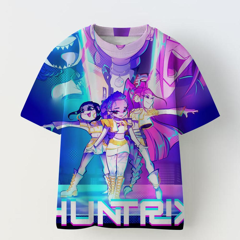 3D Devil Hunter Huntrix T-shirt Girl and Boy Summer New Movie Pattern Short Sleeve T-shirt Super Street Top