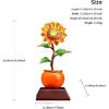 Aris & Juno Alloy Enamel Persimmon & Sunflower Sculpture, Modern Chinese Style Blessing Figurine, Wood Base for Office Desk Home Shelf Decor