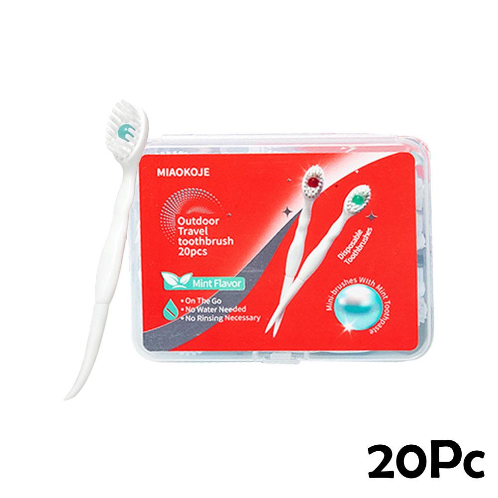20Pcs Portable Travel Toothbrush Mini Exploded Bead Toothbrush Disposable Adult Cleaning Toothbrush Mint-Flavored
