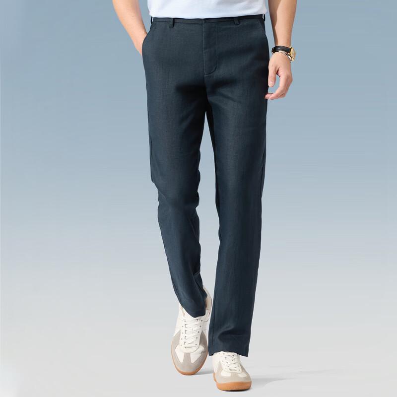 Judger Men s Pure Linen Straight-Fit Trousers 31