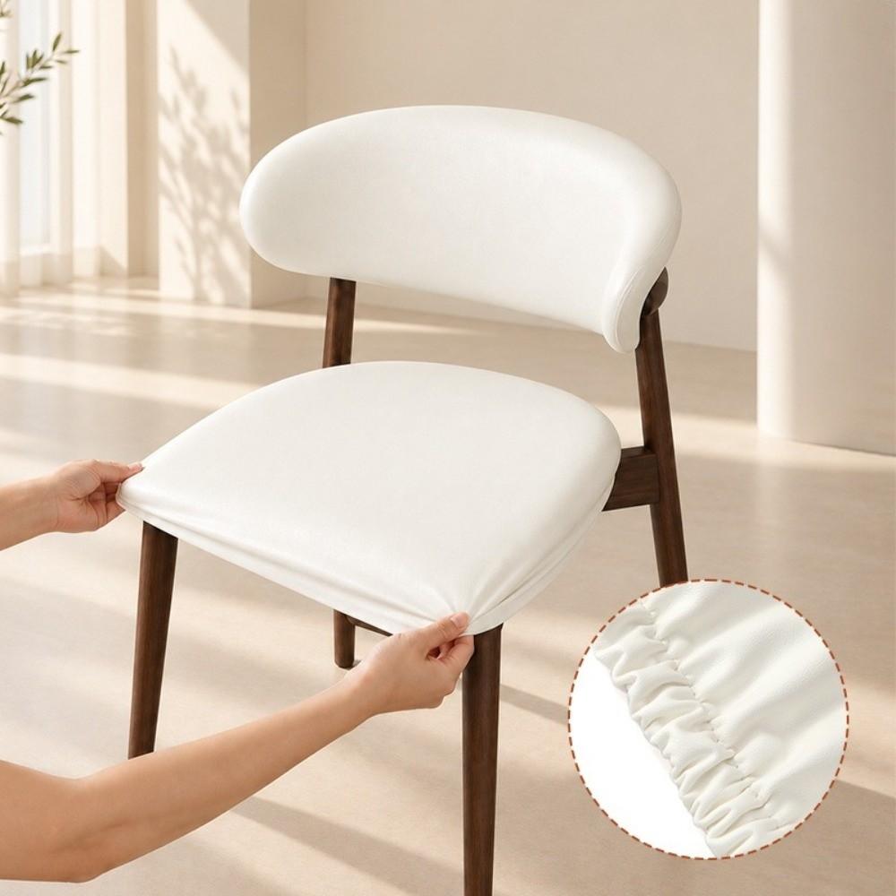 Oil-proof Curved Back Chairs Cover Dustproof Chair Slipcover PU Dining Chair Cover Hotel