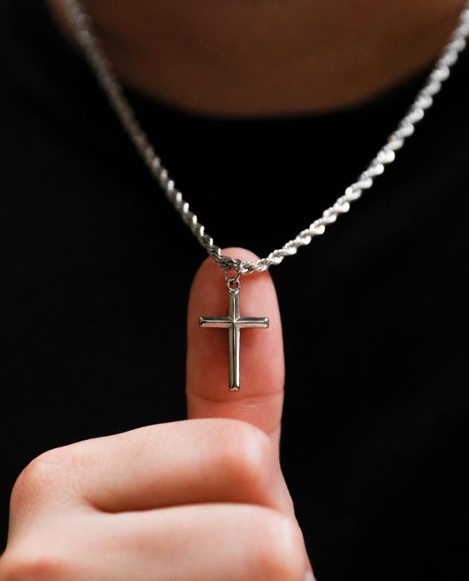 Cross Pendant Necklace Men's Necklace New Fashion Metal Pendant Accessory Party Jewelry