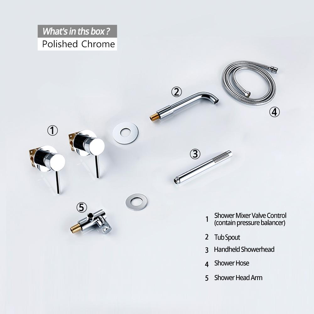 

Смеситель для душа, душевой комплект, горячая и холодная вода, двухходовой смеситель для душа, твердая латунь, с изливом для ванны 150 мм/210 мм/260 мм, комплект для смешивания душа 150mm