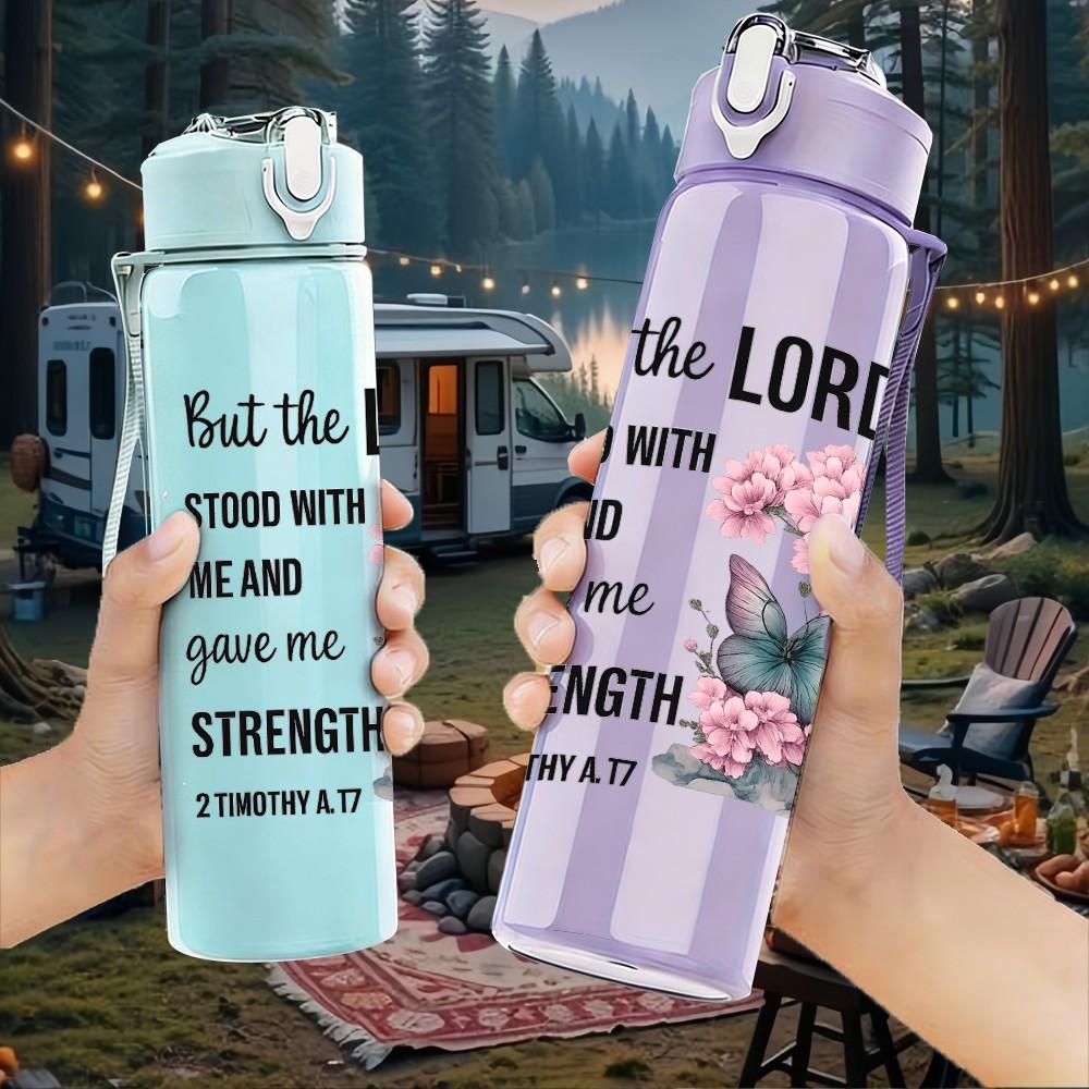 1PC Be The Lord Strength Flower Art 750ml Color Plastic Sports Water Bottle Leakproof Flip Straw Lid Suitable for Sports Office Home Use