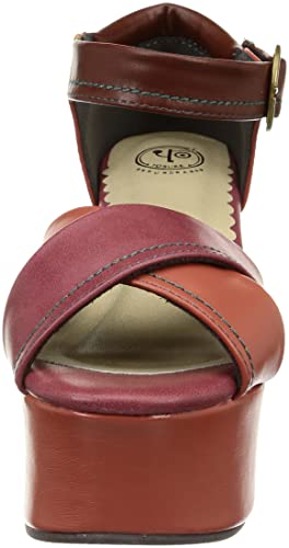 Yosuke Platform Sandals 2810109 Women's Red-Brown Combination Sandals, Sizes 25.0cm-25.5cm