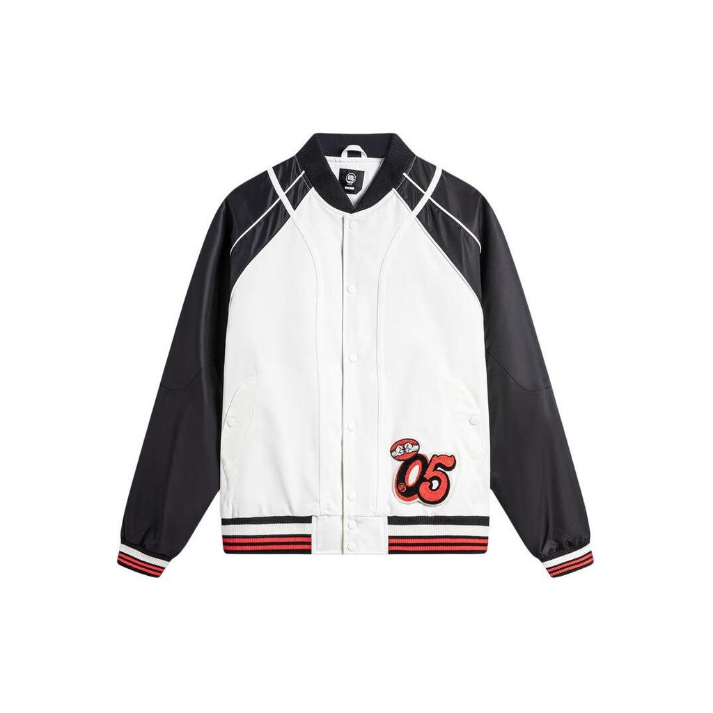 Li Ning Bad Five Color Block Bedruckte Lockere Atmungsaktive Bequeme Jacke Herrenjacke Off-White Schwarz AJMU015-1