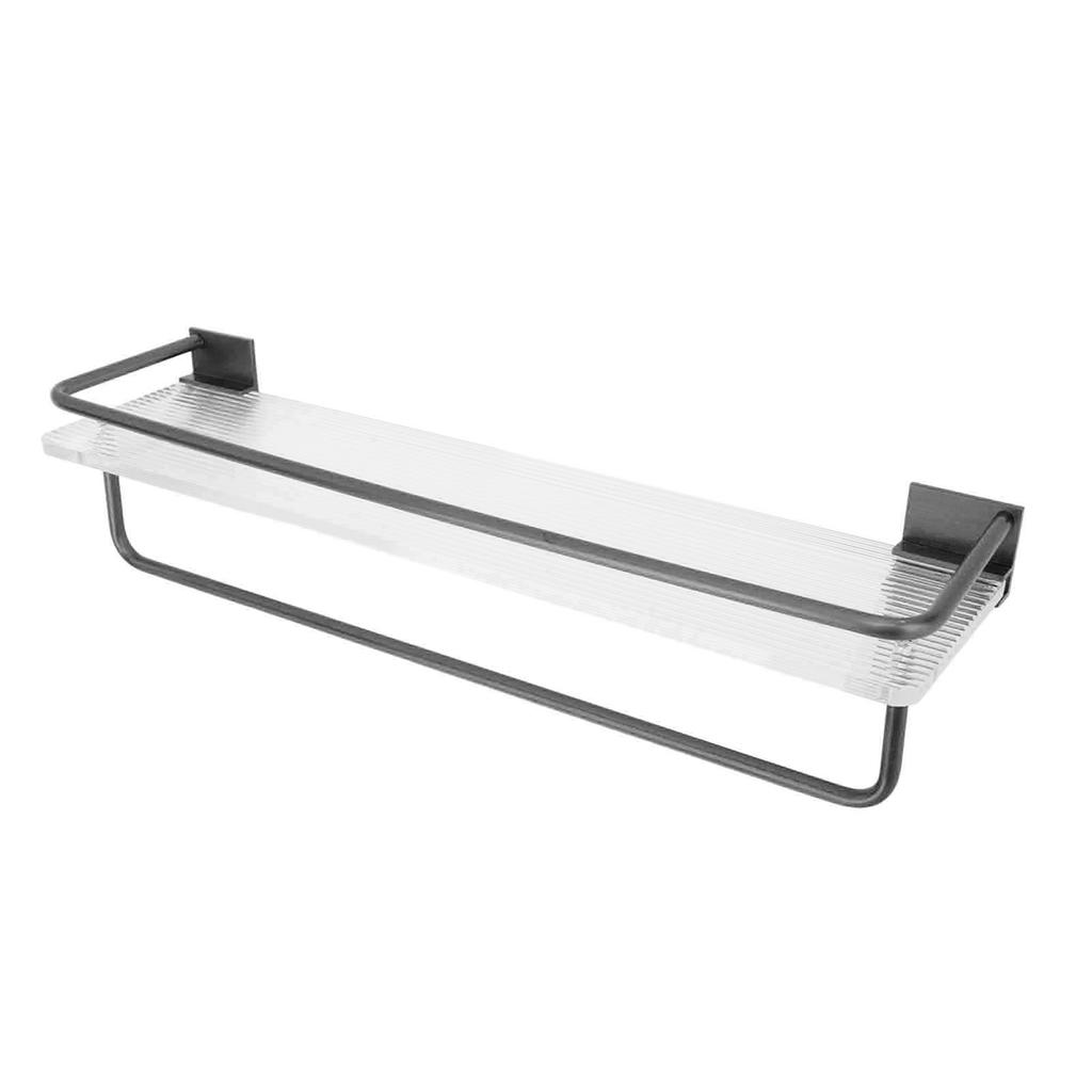 30cm Shower Caddy Wall Mount Organizer with Towel Hanger Easy Install Aluminum Rod Large Capacity