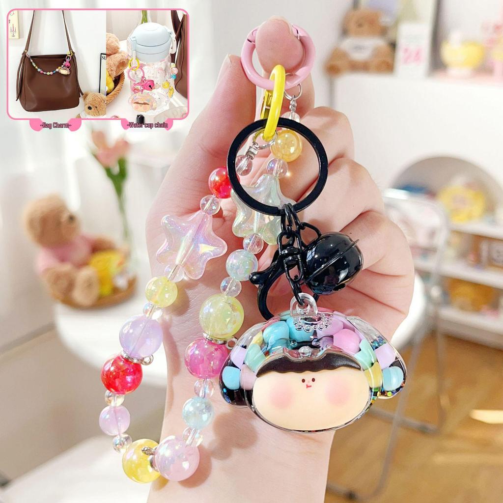 Acrylic Quicksand Lilith Dog Head Keychain - Cute Sparkly Doll Pendant Gift