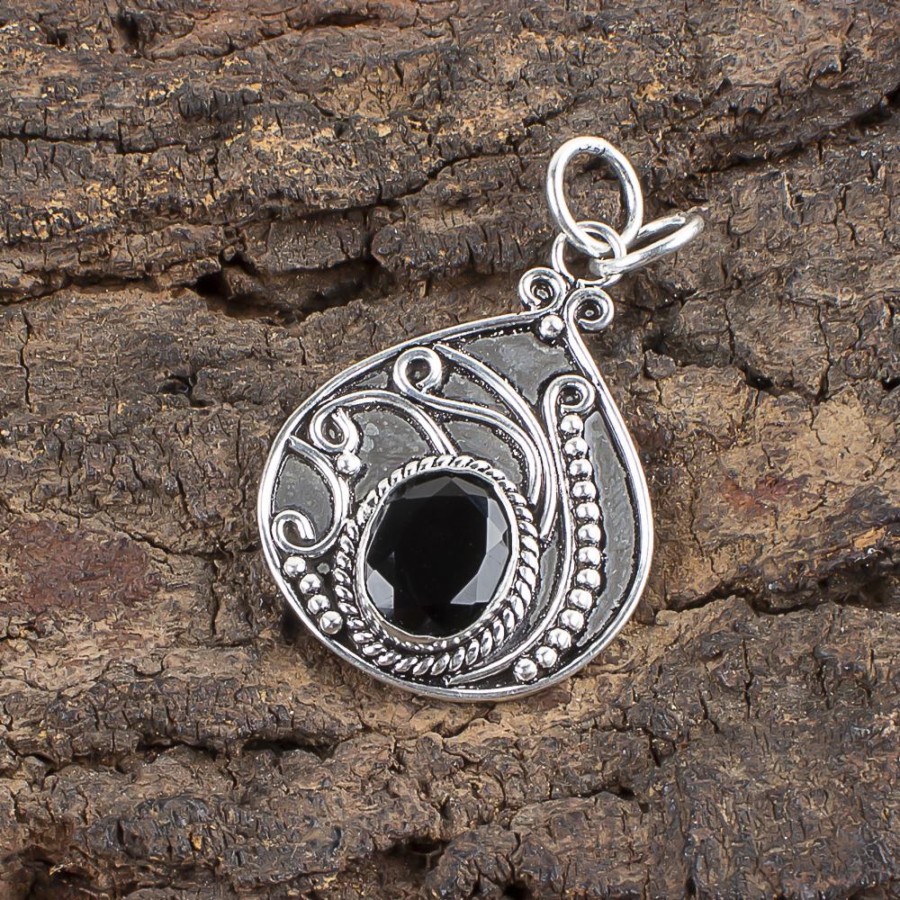 

Black Onyx Jewelry, 925 Solid Sterling Silver Pendant Handmade Gemstone Jewelry, Gifts For Friend Pendant Gift For Her 1.45 Inches
