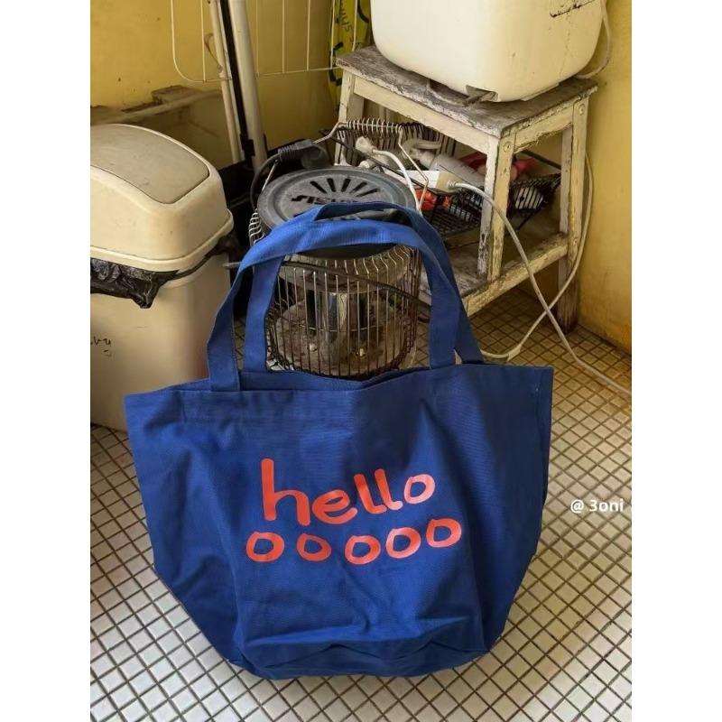 Hello:)! New Han Fan letter large-capacity tote bag daily supermarket shopping bag casual girl bag