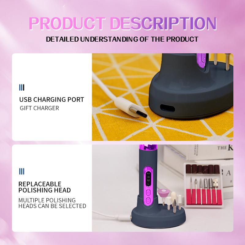 Professional Manicure Pedicure Kit Portable Nail File Cordless 35000 RPM Manicure Machine Electric Nail Drill Machine