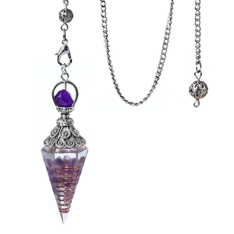 Natural Stone Spirit Pendulum Pendant Latticed Chain Energy Luck Mysterious Reiki Resin For Jewelry Making Accessories Necklaces