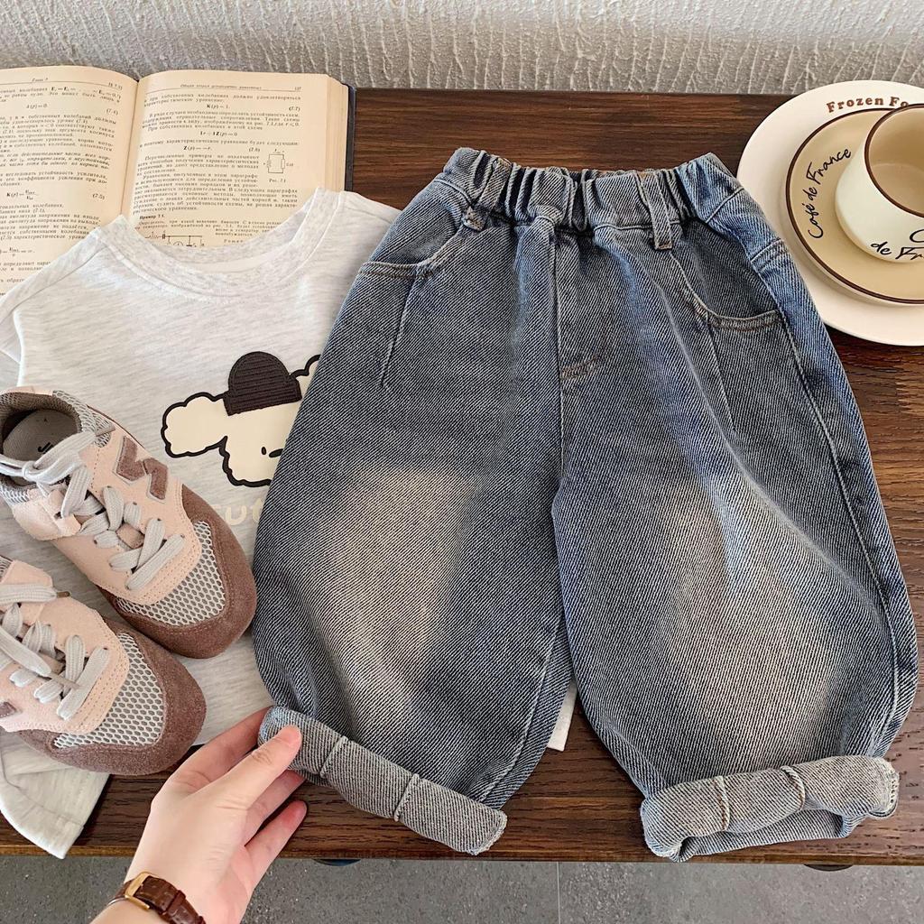 2025 Autumn Fashionable Boys' and Girls' Long Jeans - Trendy Casual Kids' Pants