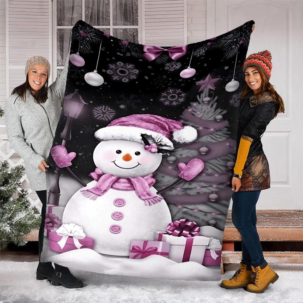 1pc Snowman Christmas Decorations Outdoor Flannel Blanket , Machine Washable Perfect Gift for Birthday , Holiday Travel Accessory , Durable Material
