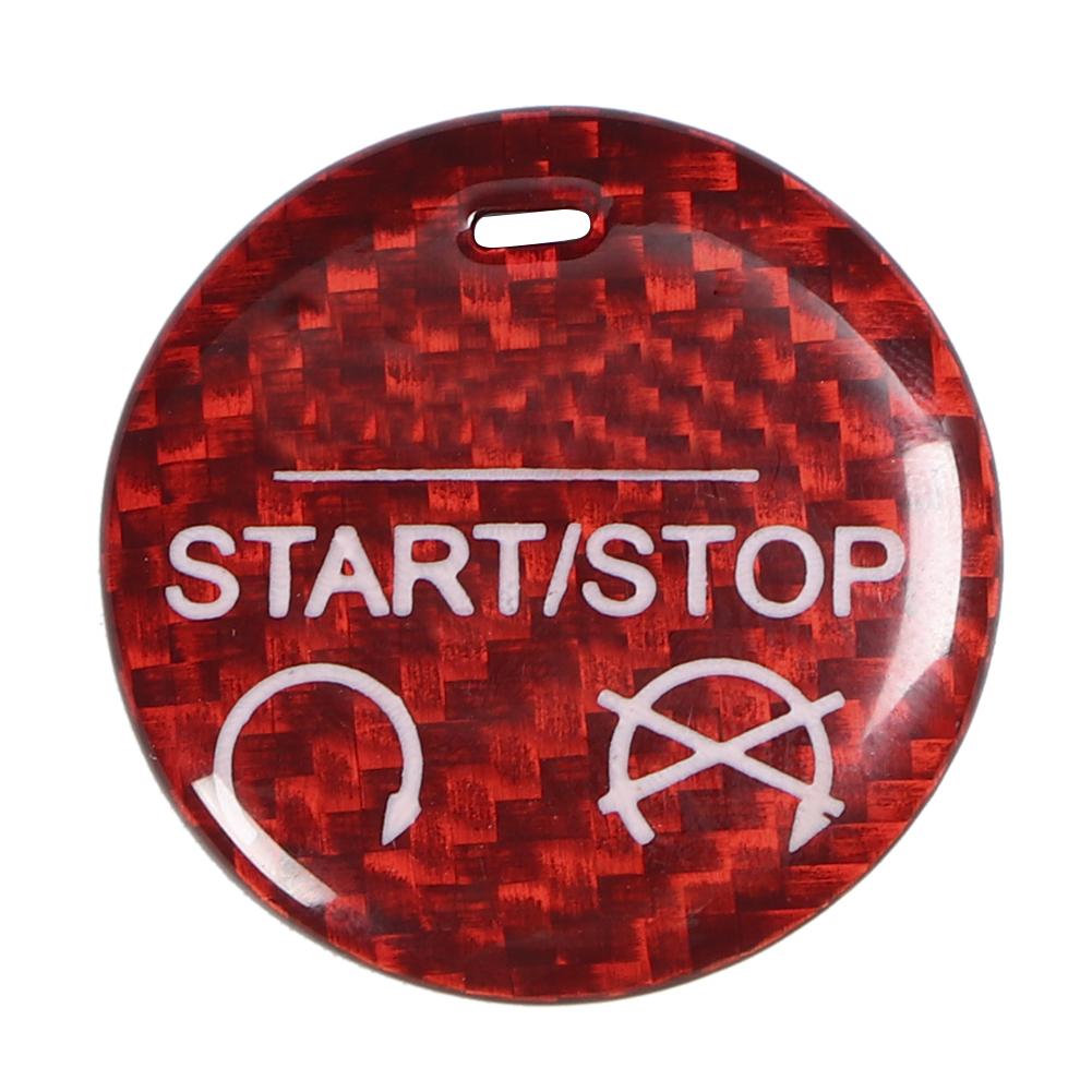 Red Carbon Fiber Engine Start Stop Button Cover Trim Decor Fit for Ford Mustang GT 15 19