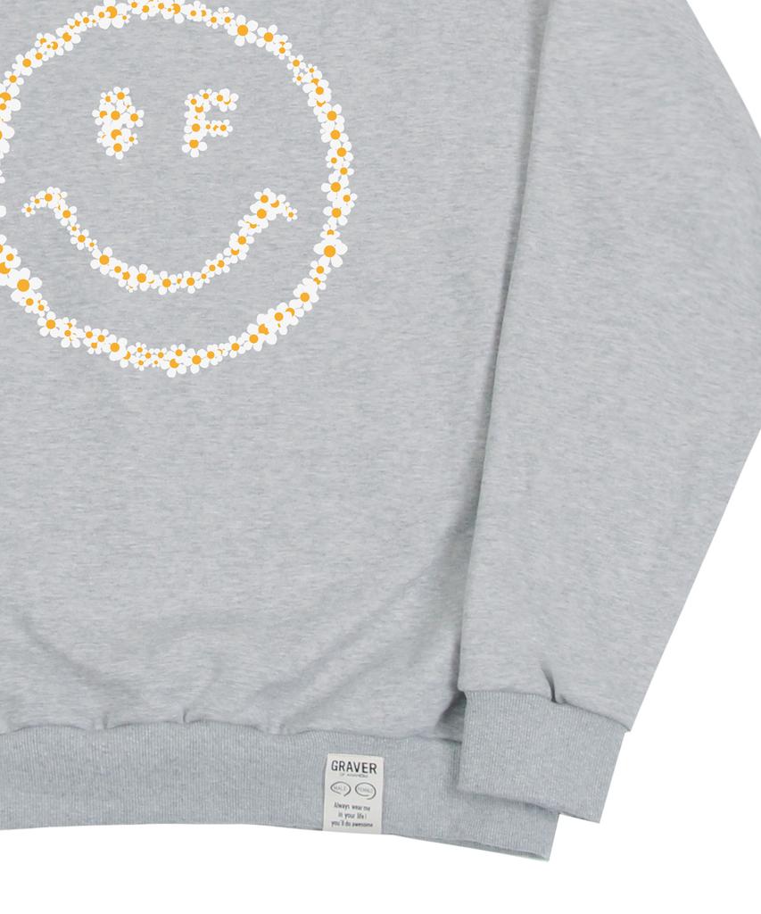 GRAVER [Unisex] Multiflower Dot Smile Sweatshirt_Gray