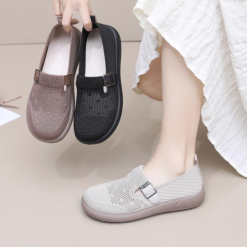 Shoes Women's 2025 Summer New Women's Versatile Casual One-pedal Mesh Shoes Soft Sole Not Tired Feet Round Head Casual Shoes