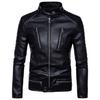 New Boutique Punk Men's Locomotive Multi-Zipper Leather Jacket Motorcycle Leather Jacket B