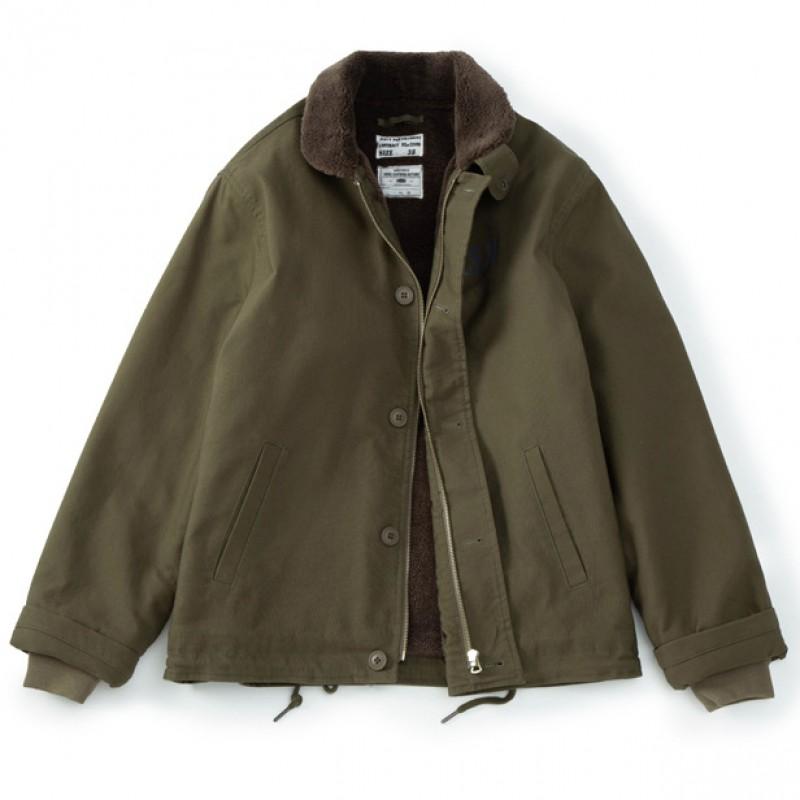 Mens Vintage Amekaji N1 Deck Jacket Thick Fleece Lined Winter Warm Cotton Coat Casual Loose Fit