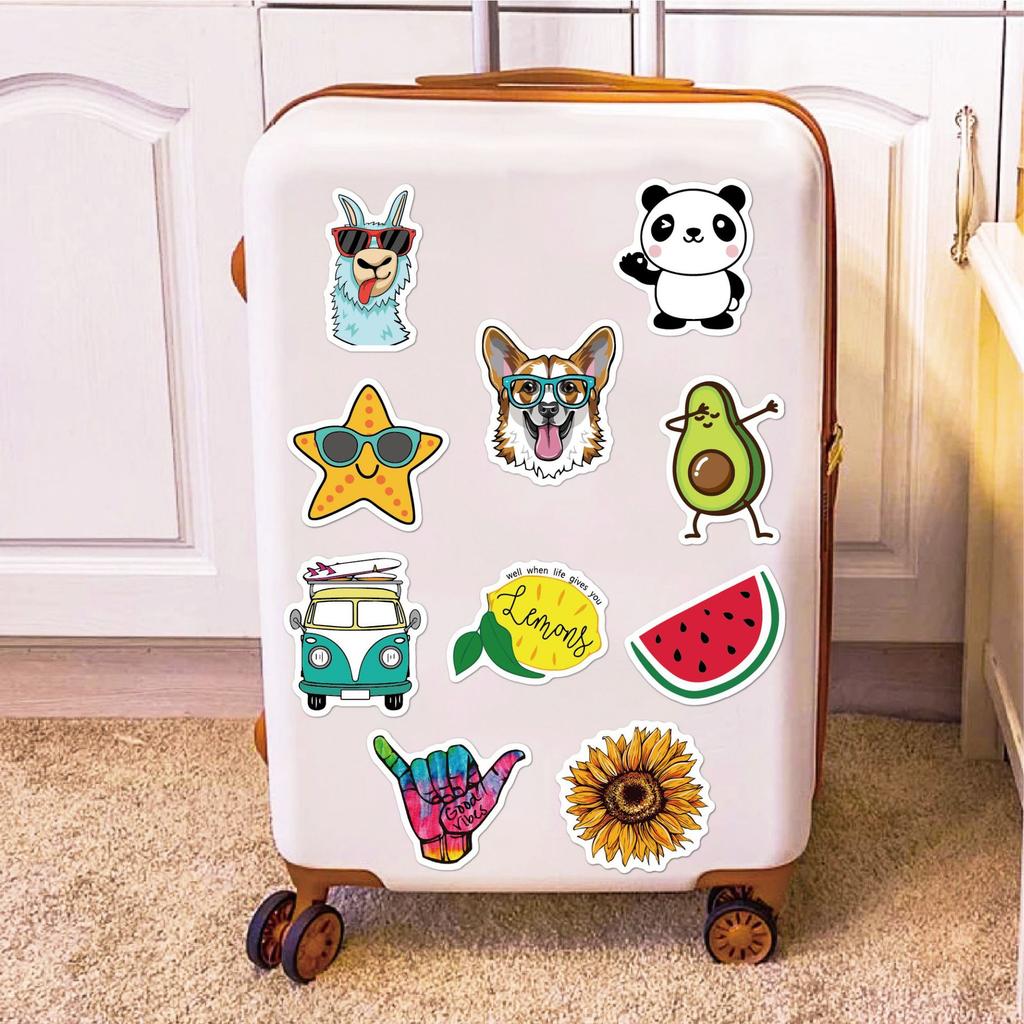 100Pcs Aesthetic Stickers 100 Pvc Waterproof Cute Cartoon Guitar Luggage Outdoor Fresh Stickers