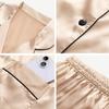 Yousheng 2 Pcs/Set Pajamas Suit Satin Single-breasted Cardigan Shirt V Neck Notch Collar Solid Color Shirt Wide Leg Loose Trousers Nighty Suit