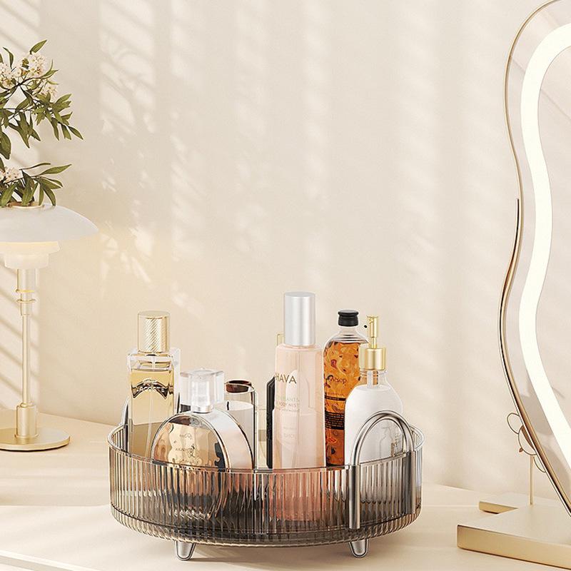 Transparent Rotating Cosmetic Storage Rack for Bathroom & Dressing Table