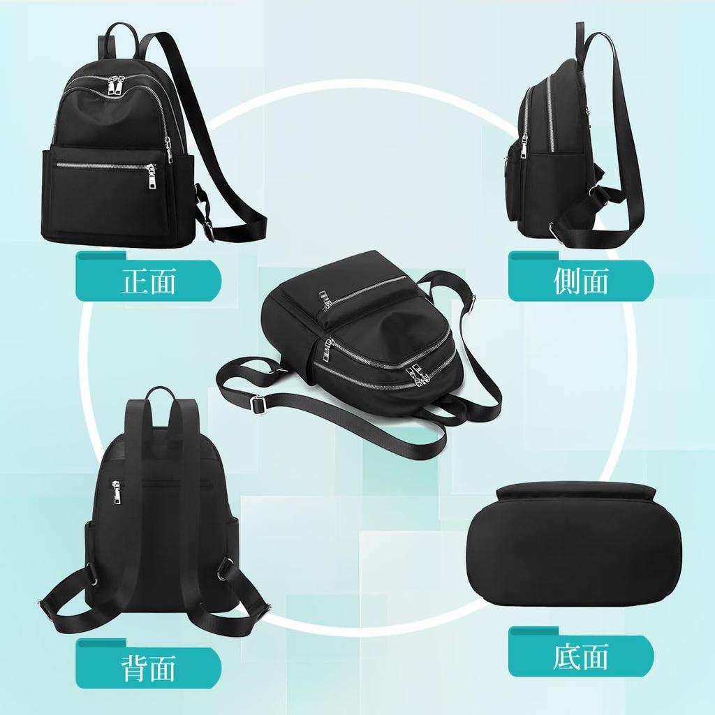 A4 Large for Commuting and Black S [fortulux] Women's Backpack, Size, Lightweight, Capacity, Waterproof, Travel, (Black, Size, Silver)