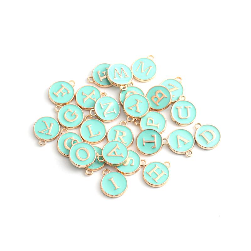 26pcs Double-sided Flat Round Alloy Letter Charms Enamel Charms Alphabet Initial Letter Pendants for DIY Jewelry Making Wholesal