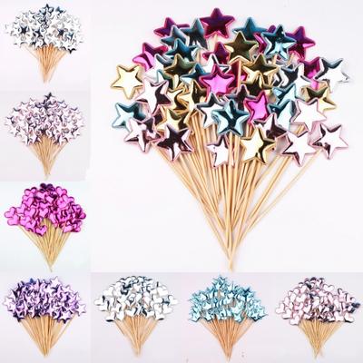50PCS Colorful Cake Topper Creative Love Heart Shaped Cake Flag Simple Cute Cupcake Decoration For Baby Shower