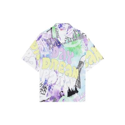 Li Ning Summer Party Graffiti Tie-Dye Letter Print Casual Shirt Women Shirts Multicolor ASHS888-2