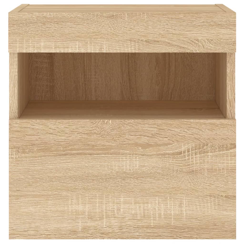 Wall Mounted TV Cabinet with LED Lights Sonoma Oak Finish 40 x 30 x 40 cm
