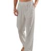 Crazy Muscle Men's Linen Trousers Breathable Straight Loose Drawstring Strap Pants Multi-Color Optional Jogging Pants