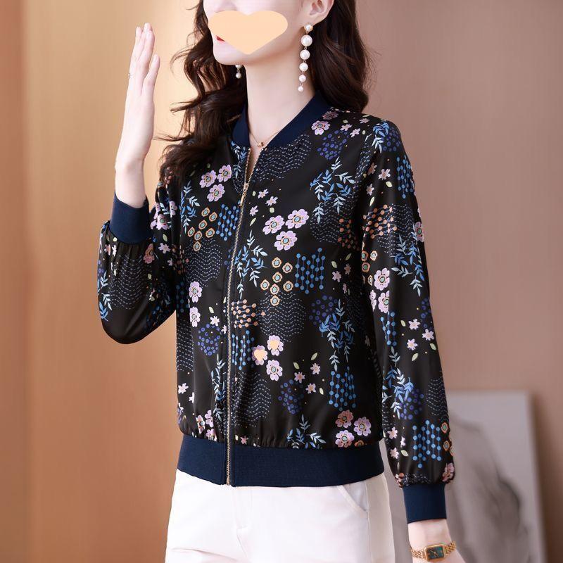 Chiffon Long Sleeve Sun Protection Top Women Summer Thin Casual Jacket Baseball Print Cardigan Coat