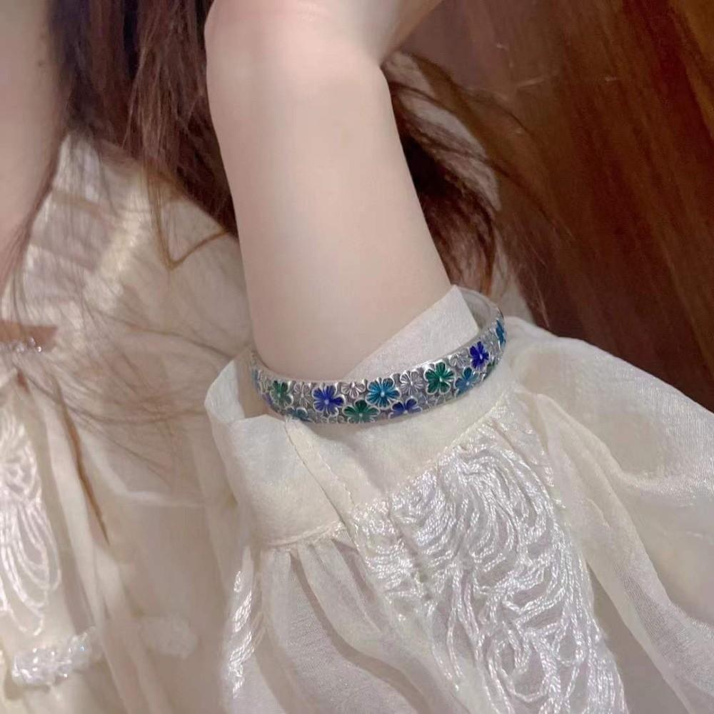 Classic Enamel Bracelet Traditional Chinese Cloisonne Bracelet India Cuff Bangle  Women
