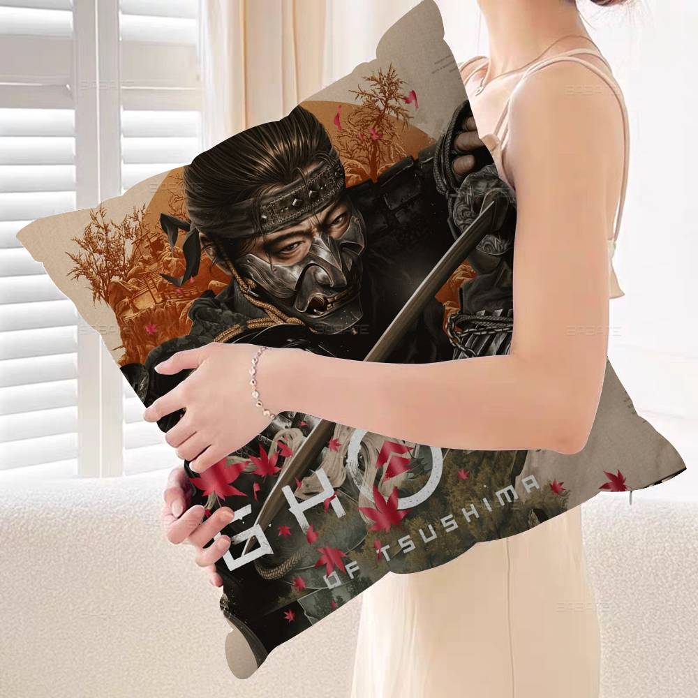 Video Game G-Ghost Of T-Tsushima Cushion Cover Polyester Sofa Cushions Decorative Throw Pillows Home Decoration Pillowcover
