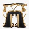 Fashion Summer New Concise 10cm High Heel Padlock Decorative Sandals European and American Fashionable Black Gold Women's Shoes 36-45