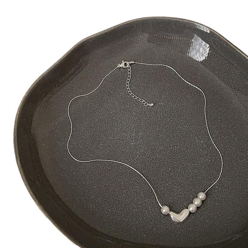 Colier simplu cu perle de dragoste, feminitate, elegant, ușor, lux, tendință de personalitate, modă rafinat și versatil, lanț pentru claviculă