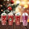 450ml Reusable Tumbler with Lid and Straw Christmas Santa Snowman Coffee Mug Xmas Cup Water Bottle Kids Christmas Gift