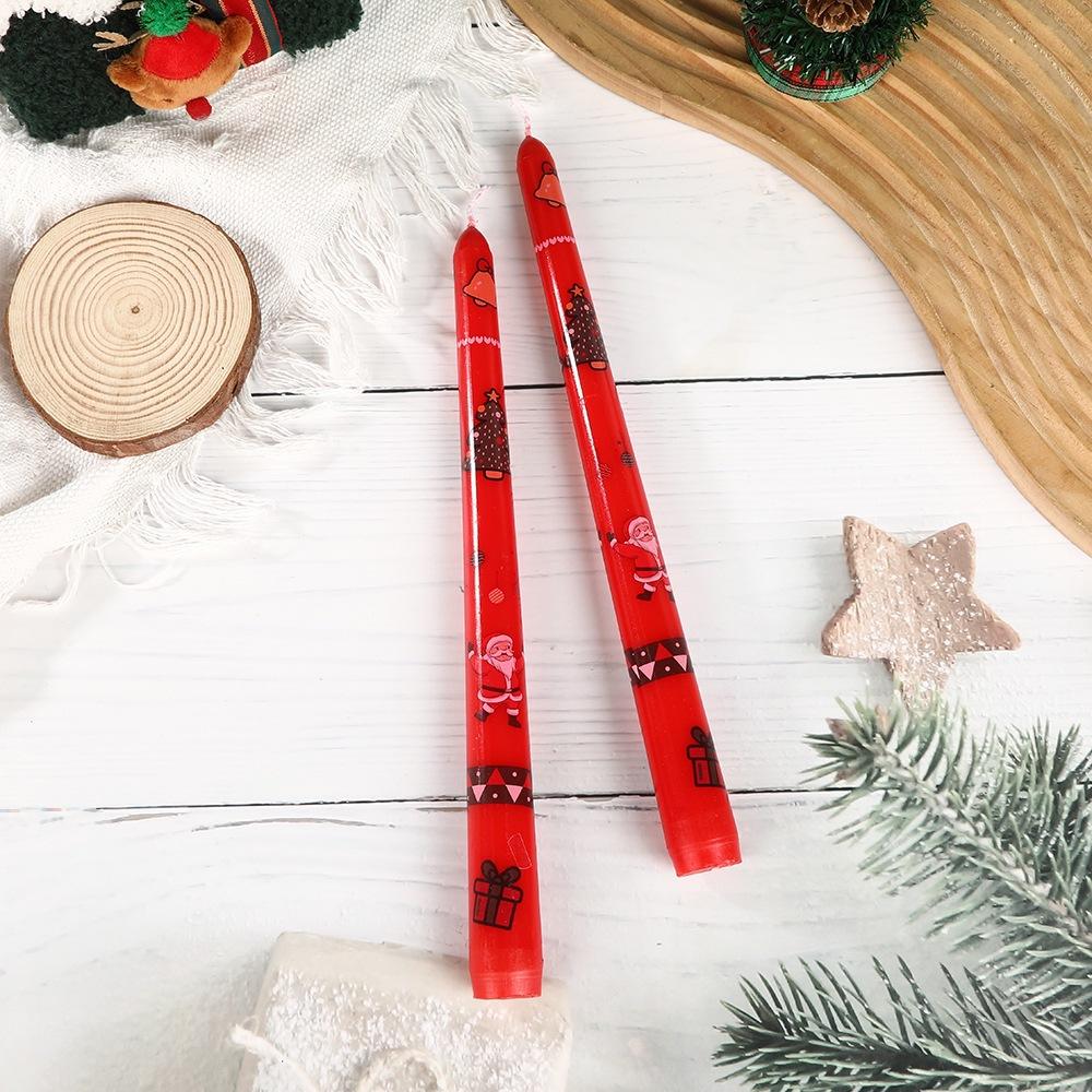 Christmas Colorful Cone Rod Printed Long Rod Candle Home Romantic Cone Rod Wax Festival
